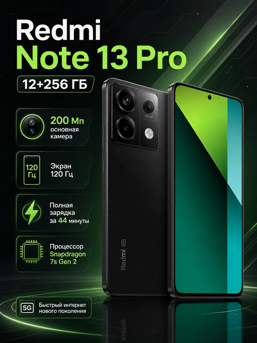Redmi Note 13 Pro 12+256 ГБ черный