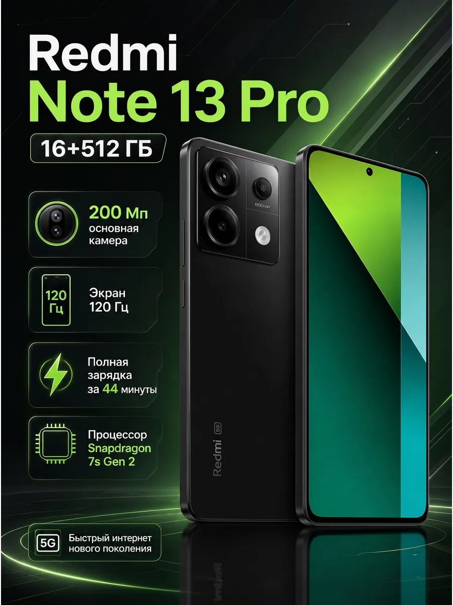 Redmi Note 13 Pro 16+512 ГБ черный
