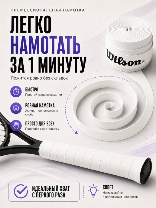 Wilson Намотка для ракетки для большого тенниса овергрип черный, белый, фото 7