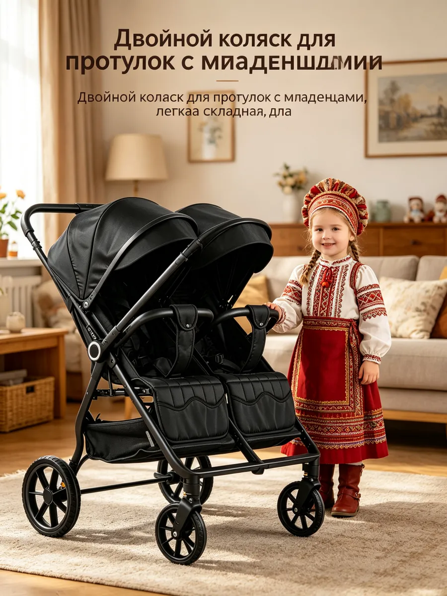 Коляска для двойни легкая складная сидя-лежа лифт