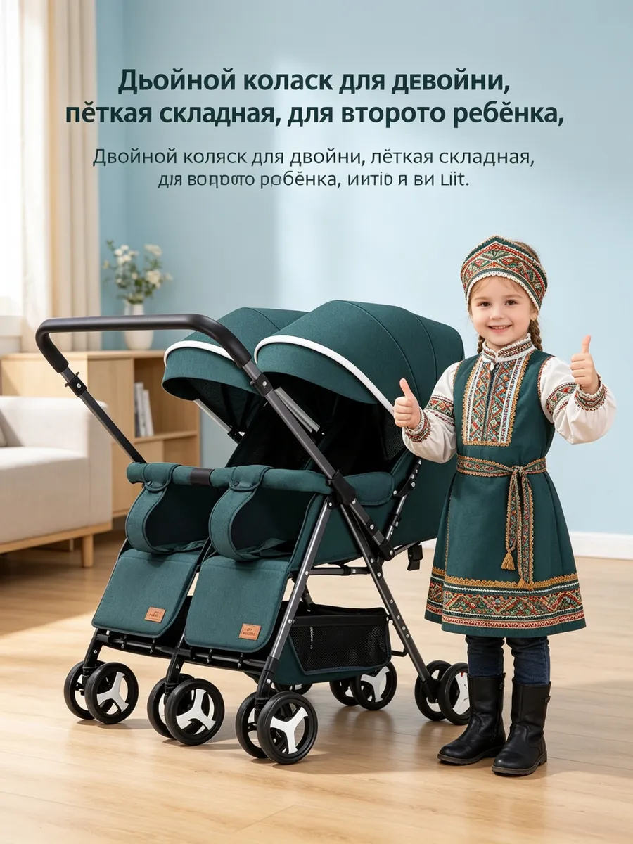 Коляска для двойни легкая складная сидя-лежа лифт