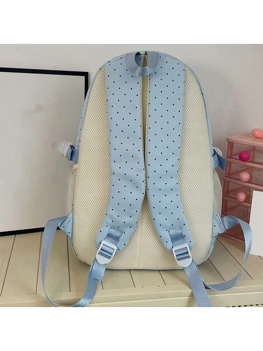 Детский рюкзак 3 в 1 Nylon для школы в горошек, синий, синий, фото 6