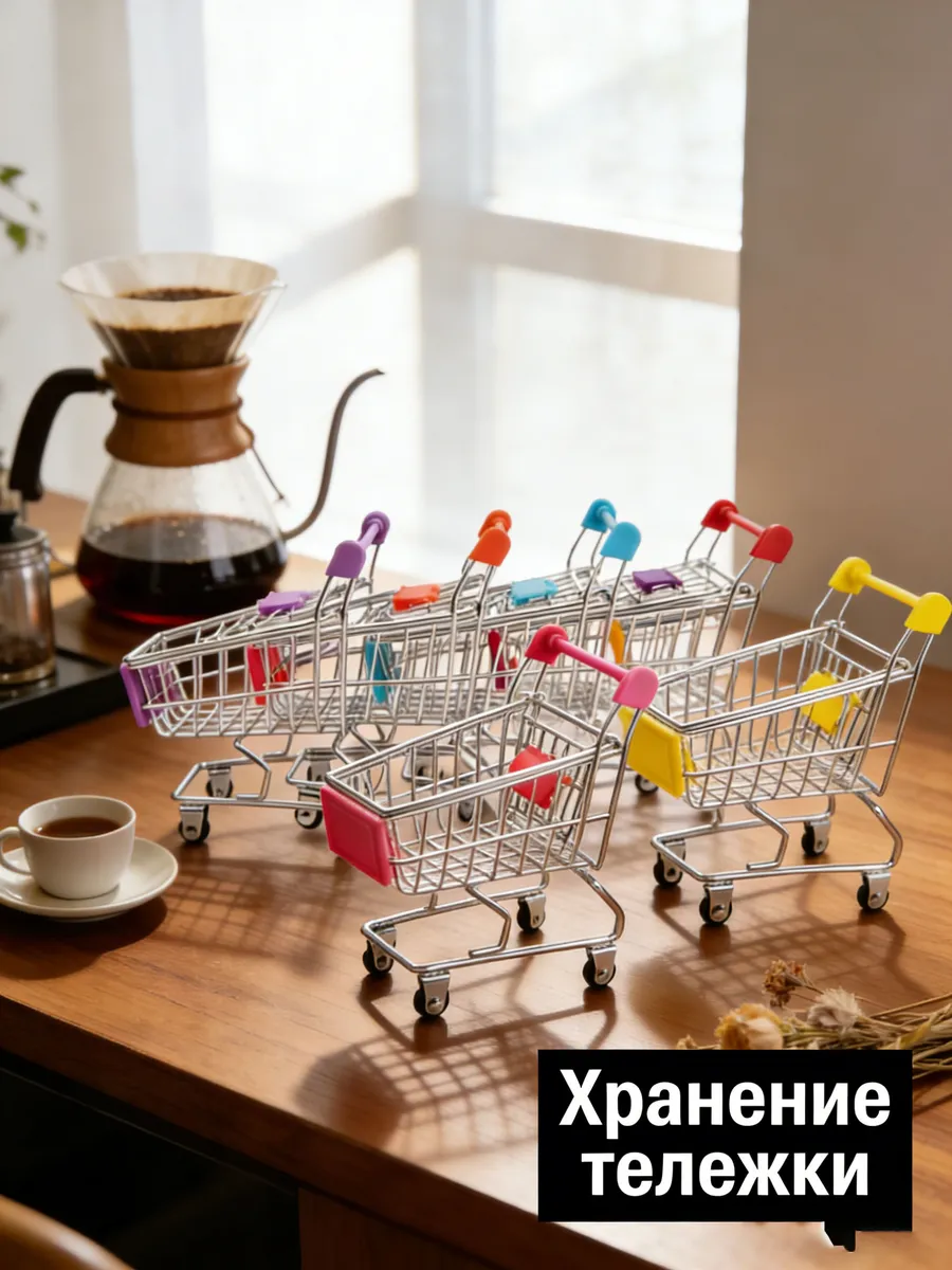 органайзер в виде тележки (розовый)