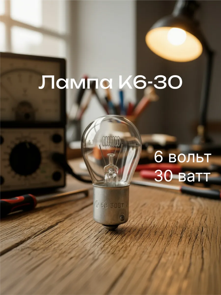 Лампа для диапроектора К6-30-1 6В 30Вт, цоколь B15s, 1 штука