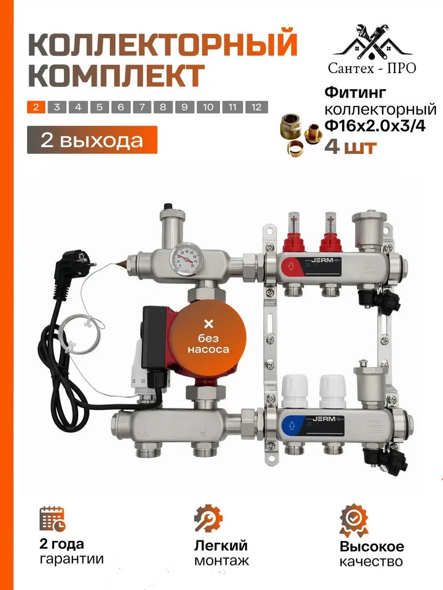 Коллектор для теплого пола с расходомерами на 2 контура