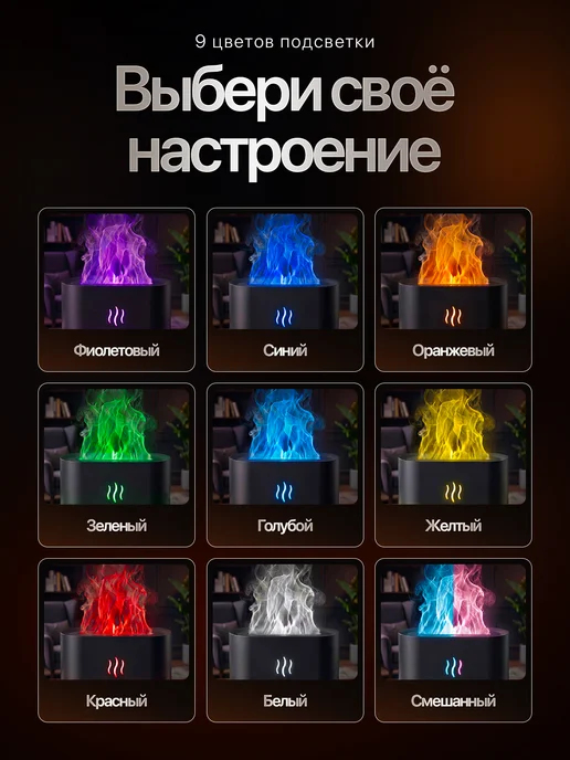 TECHVION Увлажнитель воздуха для дома с аромадиффузором и подсветкой, вариант, фото 8