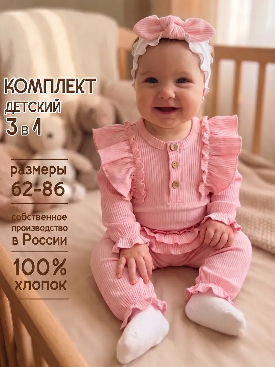 Костюм для новорожденных комплект детский боди и штанишки