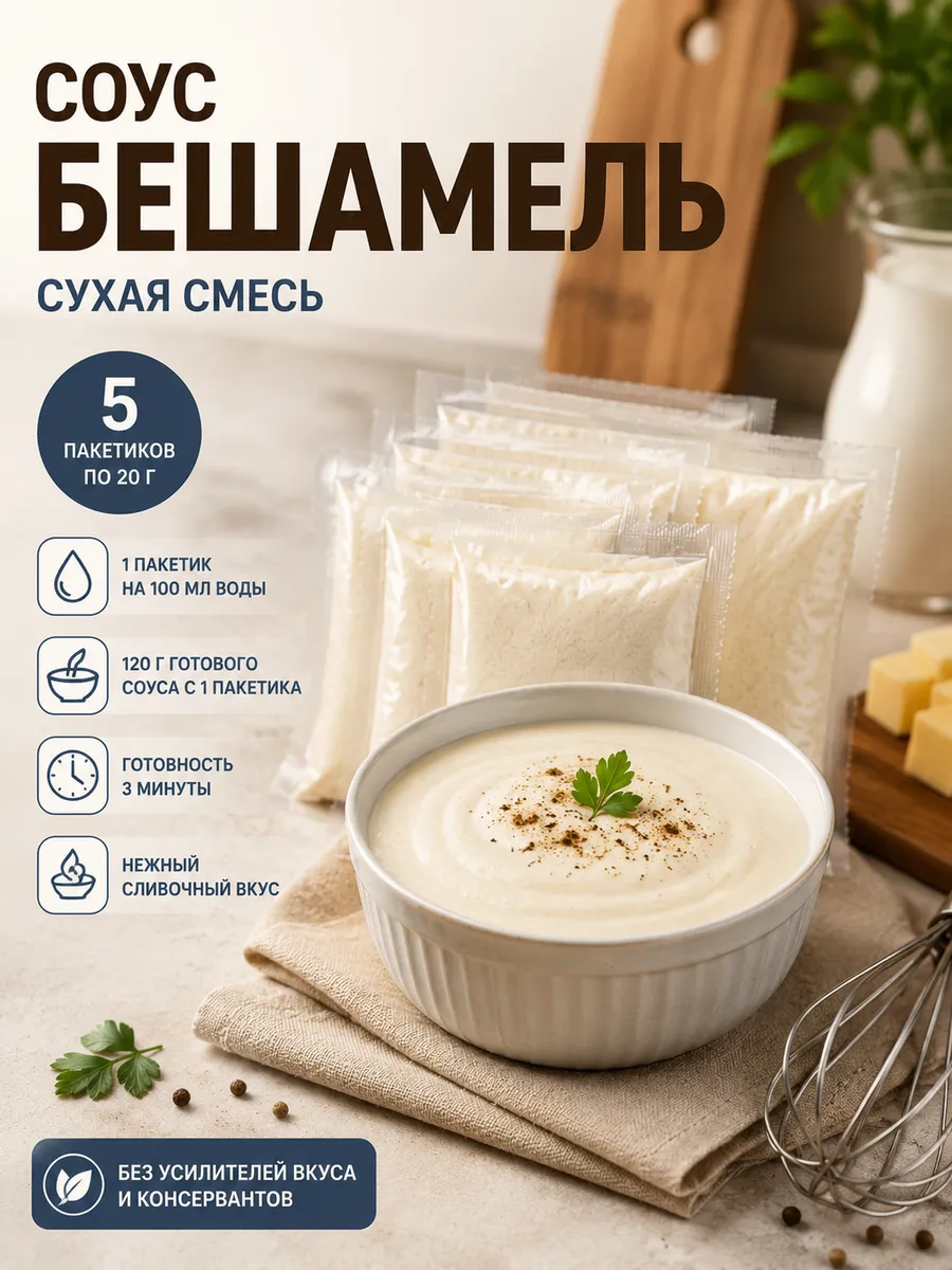 Соус Бешамель сухой порционный 5×20 г, для лазаньи и пасты