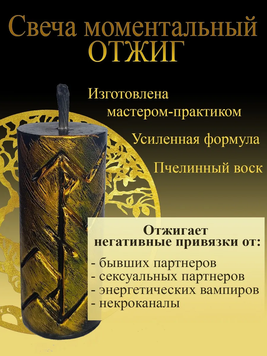 Магическая свеча от негатива с рунами и оговором, готовый