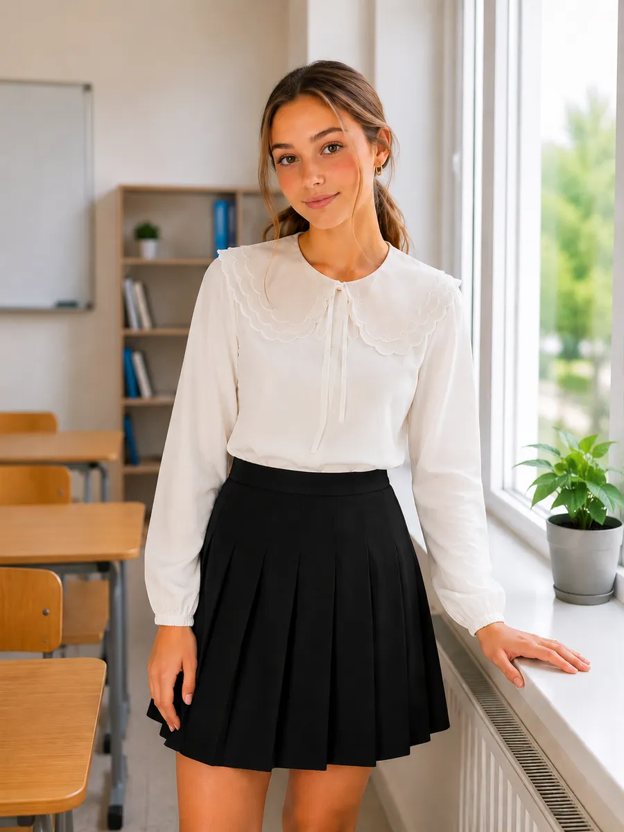 Блузка школьная с длинным рукавом