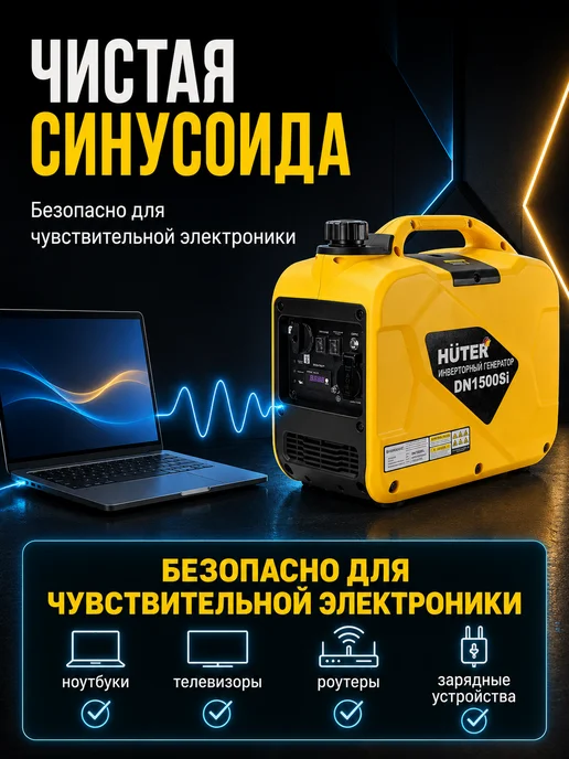 Генератор инверторный бензиновый DN1500Si — фото 3
