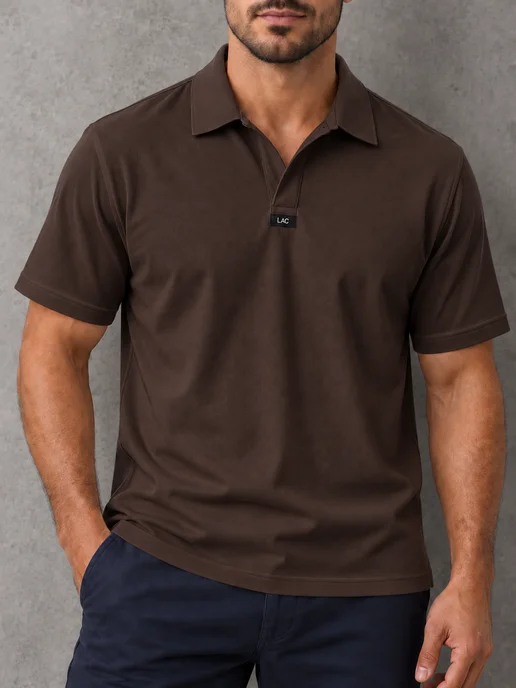 lao.brand Футболка поло с коротким рукавом, коричневый, фото 2