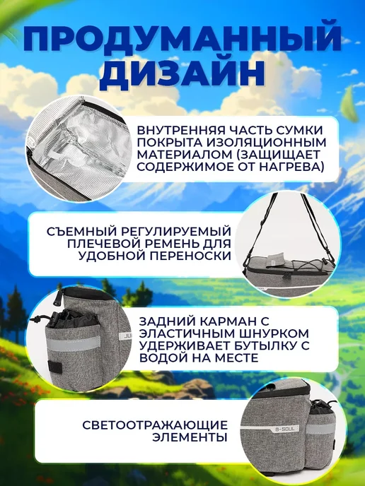 Сумка для велосипеда на багажник водонепроницаемая, серый, фото 7