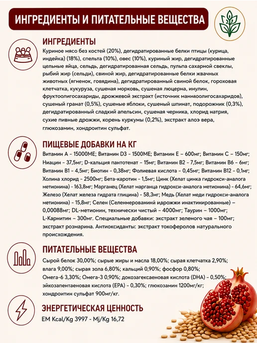 Сухой корм Farmina Низкозерновой Гранат… для собак, мелкие, курица, 2,5 кг, фото 2