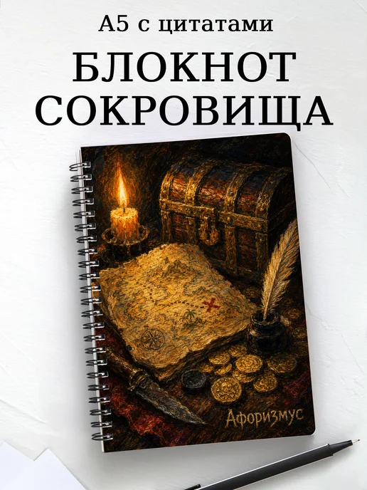 Блокнот Остров сокровищ с мотивирующими цитатами