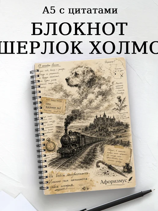 Блокнот Шерлок Холмс с мотивирующими цитатами