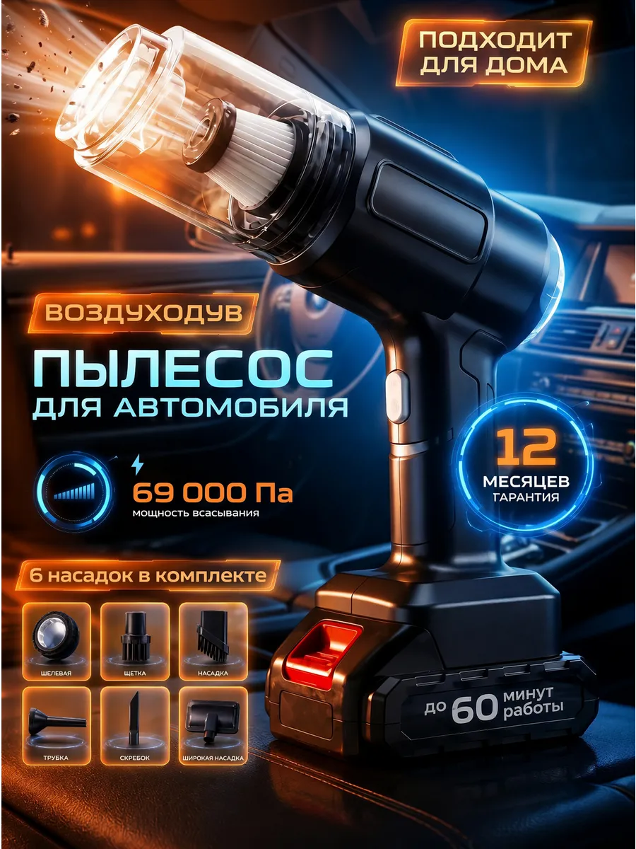 Беспроводной автомобильный пылесос