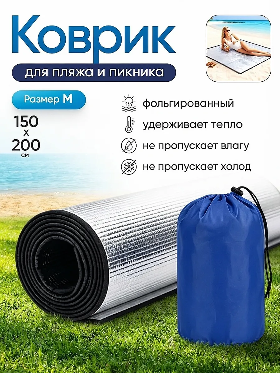 Туристический коврик фольгированный для палатки