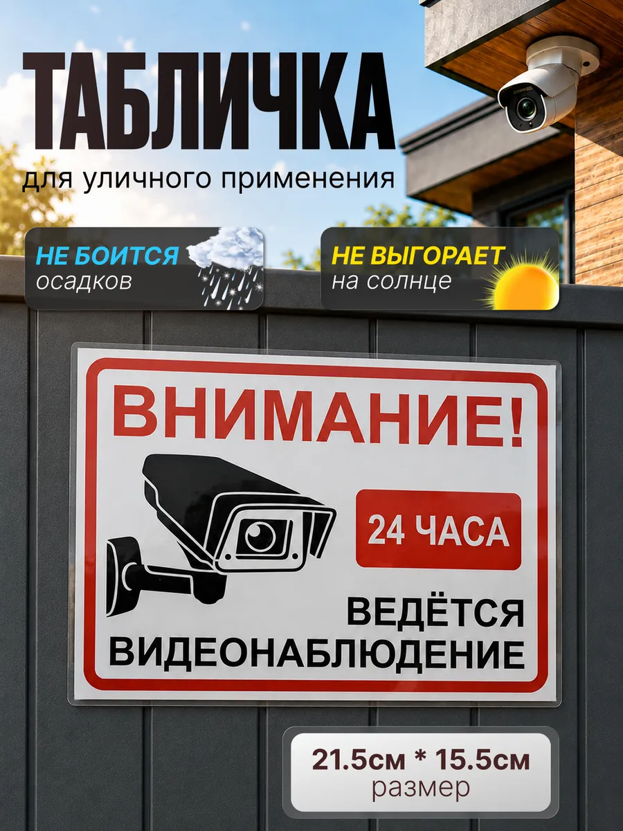 Табличка Ведется видеонаблюдение уличная