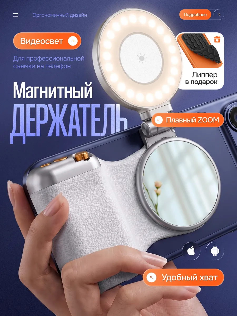 Держатель для съемки магнитный с видеосветом