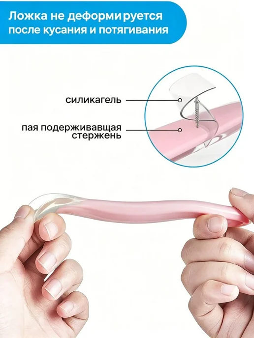 Детская силиконовая ложка для прикорма, без BPA, розовый, фото 2