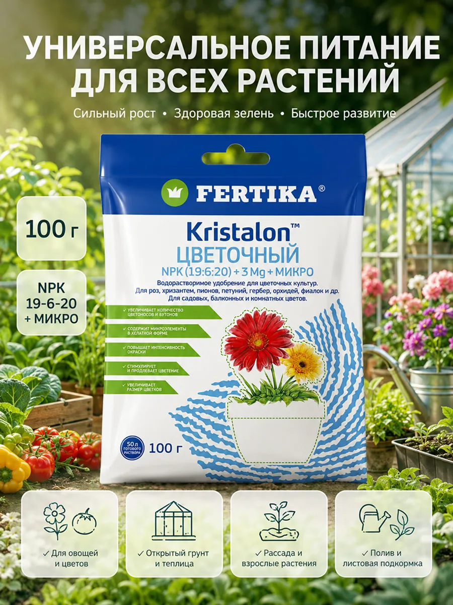 Кристалон удобрение для цветов, кристалон 100 г