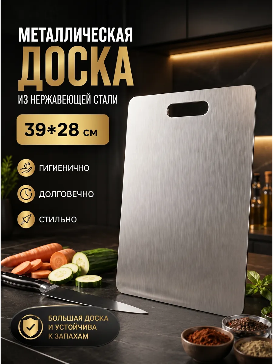 Доска разделочная из нержавеющей стали 39х28 см