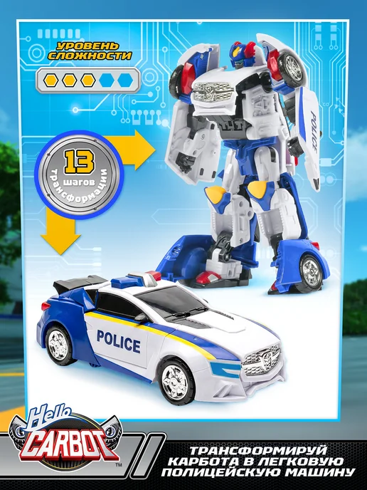 HELLO CARBOT Карбот робот трансформер Фрон Полис Икс, 18 см, S9, вариант, фото 5