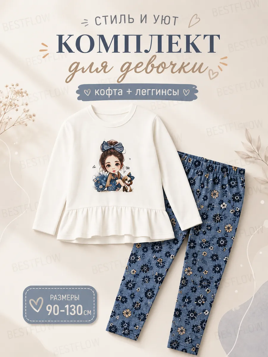 Комплект для девочки кофта и леггинсы
