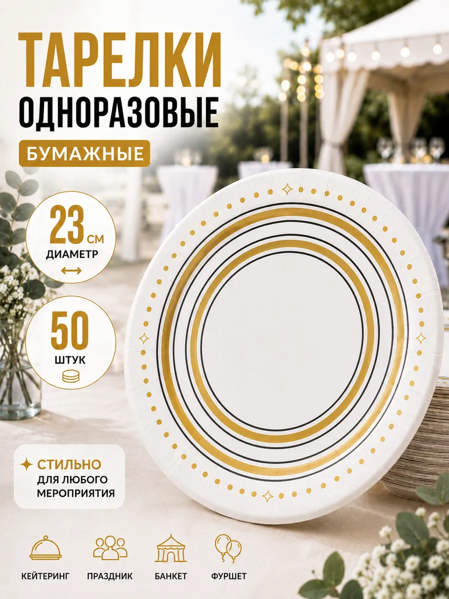 Тарелки одноразовые бумажные