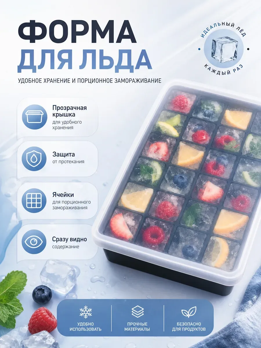 Форма для льда силиконовая