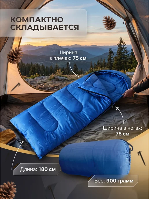 Happy Camper Мешок спальный туристический, голубой, фото 3