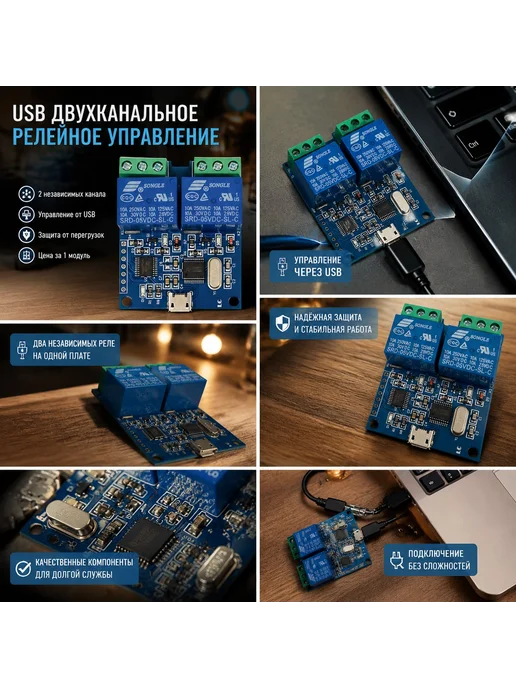 USB релейный модуль LCUS-2, 2 канала, умный выключатель, вариант, фото 2