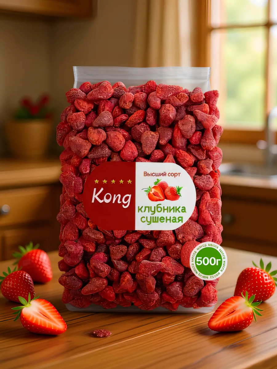 Сушёная клубника Kong, 500 г, высший сорт