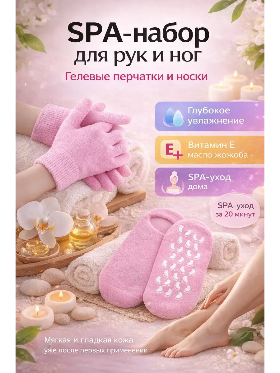 SPA перчатки и носочки гелевые увлажняющие для рук и ног, мн…