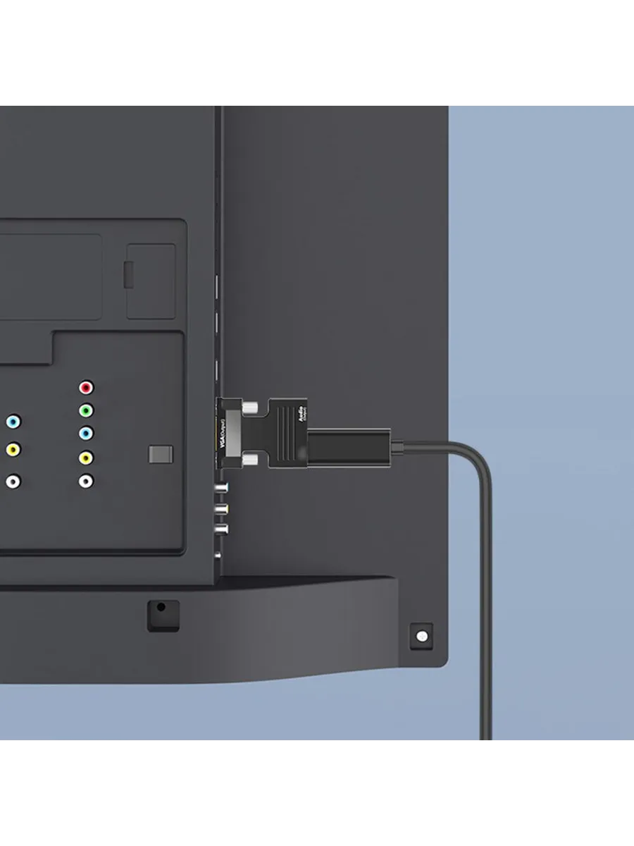 Переходник HDMI-VGA, черный, с аудио, для проектора компьюте