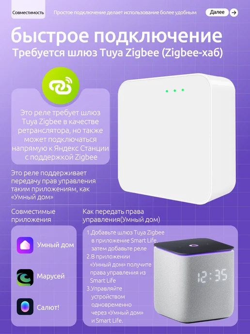 Auronen Умное реле ZigBee 2 канала без нейтрали, белый, фото 4