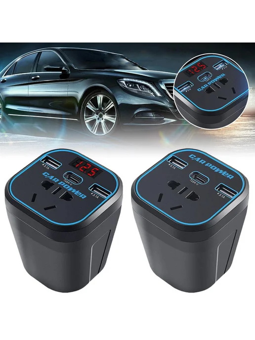 Инвертор автомобильный 12V24V, Type-C, с дисплеем, универсал, вариант