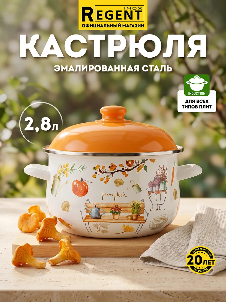 Эмалированная кастрюля 2.8 литра с крышкой