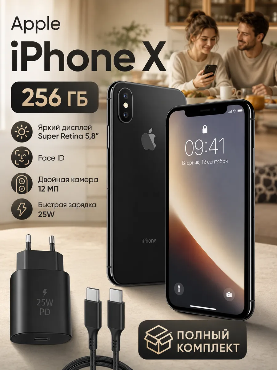Смартфон iPhone X 256gb черный восстановленный