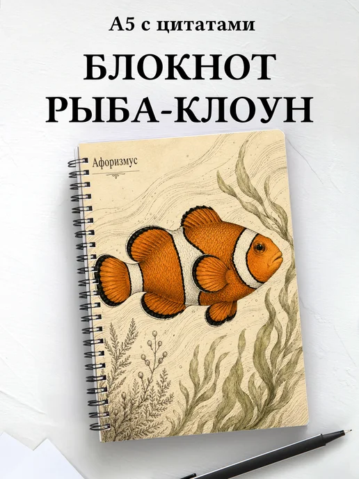 Блокнот Рыба-клоун с мотивирующими цитатами