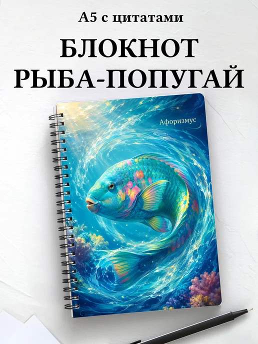 Блокнот Рыба-попугай с мотивирующими цитатами