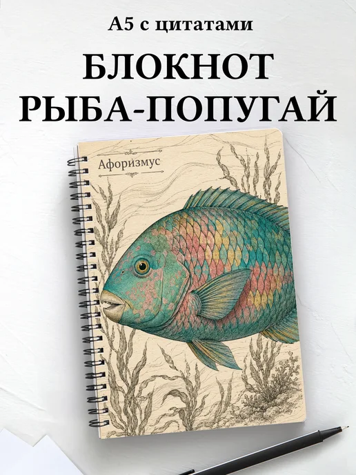 Блокнот Рыба-попугай с мотивирующими цитатами