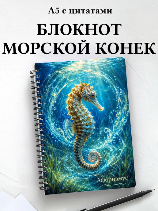 Блокнот Морской конек с мотивирующими цитатами