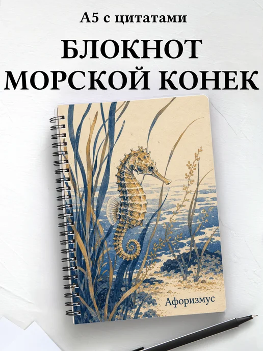 Блокнот Морской конек с мотивирующими цитатами