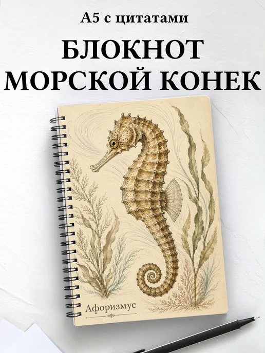 Блокнот Морской конек с мотивирующими цитатами