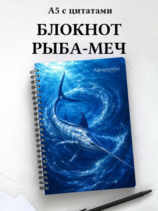 Блокнот Рыба-меч с мотивирующими цитатами