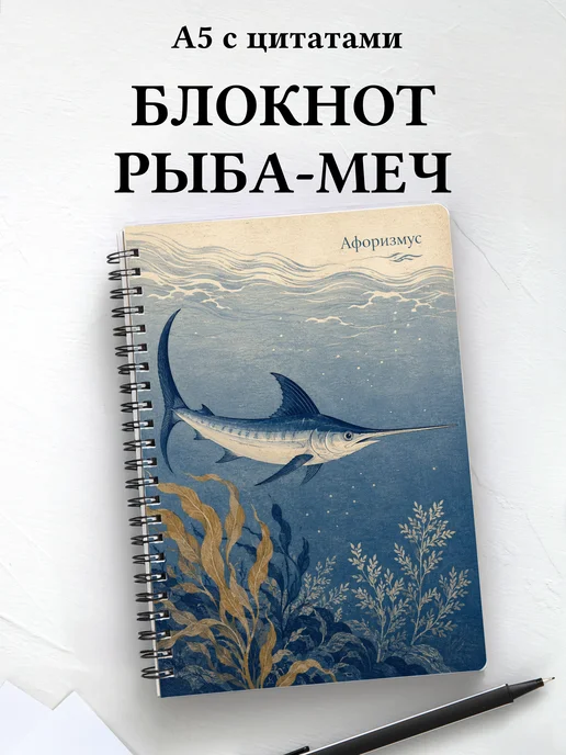 Блокнот Рыба-меч с мотивирующими цитатами