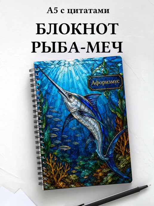 Блокнот Рыба-меч с мотивирующими цитатами