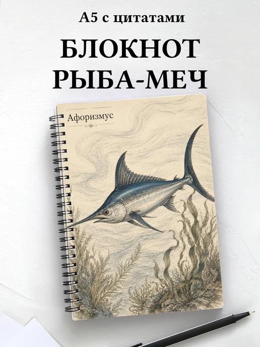 Блокнот Рыба-меч с мотивирующими цитатами